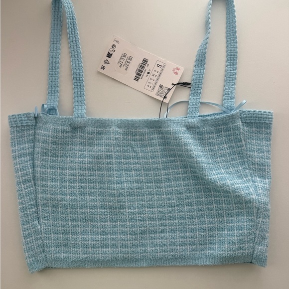 Zara Light Blue Knit Cropped Tank - Picture 4 of 4